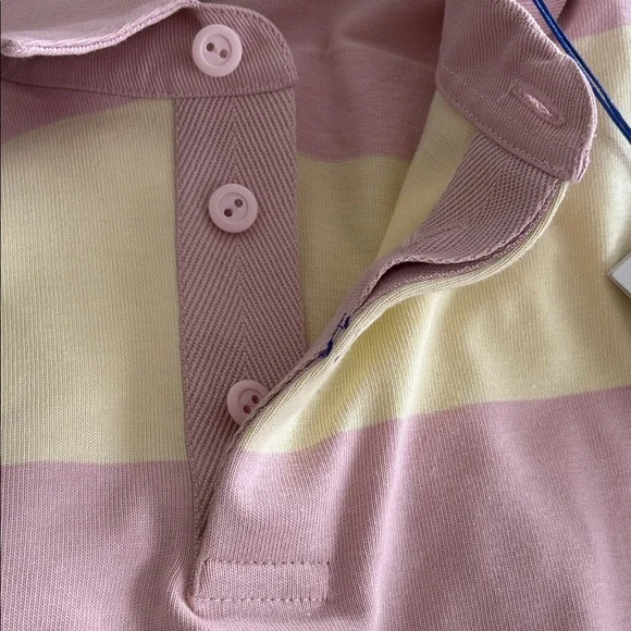 NWT Burberry Striped Pink and yellow Polo Shirt